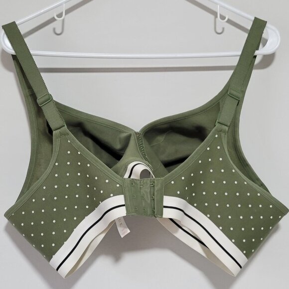 Cacique Bra 44C Women's Green White Polka Dots Unlined Full Coverage No Wire Bra - Picture 3 of 4